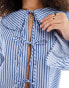 ASOS DESIGN pie crust collar blouse in blue stripe