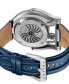 ფოტო #3 პროდუქტის Men's Triton Automatic Blue Genuine Leather Strap Watch 49mm