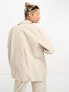 Фото #2 товара Monki 3 piece co-ord linen blazer in beige