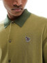 Paul Smith knitted collared shirt with zebra logo in green