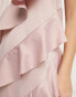 Фото #6 товара Pieces Premium satin halter neck ruffle detail mini dress in baby pink