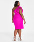 Фото #3 товара Plus Size Ruffled One-Shoulder Sleeveless Bodycon Dress