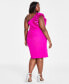 ფოტო #3 პროდუქტის Plus Size Ruffled One-Shoulder Sleeveless Bodycon Dress