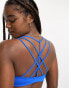 French Connection strappy back bikini top in blue