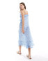 Vero Moda v neck midi cami dress with frill details in blue floral