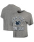 ფოტო #1 პროდუქტის Women's Gray Penn State Nittany Lions Bishop Tri-Blend Knobi Crop T-shirt