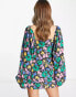 ASOS DESIGN flared sleeve mini tea dress in multi-coloured splodge print