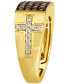 ფოტო #4 პროდუქტის Men's Chocolate Diamond (7/8 ct. t.w.) & Nude Diamond (3/8 ct. t.w.) Cross Cluster Ring in 14k Gold