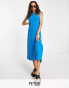 Фото #2 товара Topshop Petite premium wide rib jersey midi dress in blue