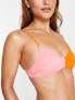 Фото #4 товара Monki colour block bikini top in pink and orange
