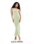 Фото #1 товара ASOS DESIGN Petite mesh bandeau cowl neck midi dress in apple green