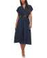 Фото #1 товара Women's Belted Cap-Sleeve Midi Dress