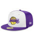 Фото #4 товара Men's White Los Angeles Lakers Throwback Satin 59FIFTY Fitted Hat