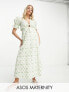 Женское повседневное платье ASOS Maternity ASOS DESIGN Maternity Midi-Hängerkleid aus Baumwolle in Creme mit grünem Blumenprint Цветочный принт, 44 - фото #1