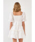 Women's Linen Smocked Mini Dress with Lace