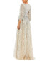 Фото #2 товара Mac Duggal Sequined Wrap Over 3/4 Sleeve Gown Women's 8