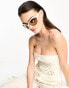 Фото #3 товара ASOS DESIGN extreme bug sunglasses in off white