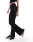 Bershka high waisted jersey flared trousers in black