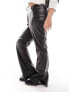 Vero Moda Curve leather look flared trousers in black