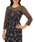 ფოტო #3 პროდუქტის Petite Embellished Mesh 3/4-Sleeve Gown