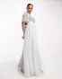 Фото #2 товара Maya Bridesmaid stripe sequin maxi dress in pale grey