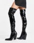 Фото #2 товара ASOS DESIGN Kansas heeled western over the knee boots in black patent