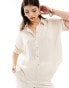 Vero Moda oversized textured shirt in cream Белый, XS - EU 34 - фото #1