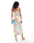 ASOS DESIGN bandeau midi dress with rikrak trim in postcard print Mehrfarbiger Postkarten-Print, L - EU 44-46 - фото #4