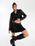 Фото #1 товара Missyempire tailored contrast leather look sleeve blazer co-ord in black