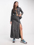 COLLUSION crinkle cut out shirt co-ord in grey