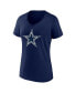 ფოტო #2 პროდუქტის Women's Navy Dallas Cowboys Plus Size Mother's Day 1 Mom V-Neck T-Shirt