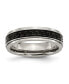 Titanium Black Enamel Braid Design Ridged Edge Band Ring