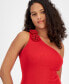 Фото #4 товара Women's Rosette-Trim One-Shoulder Ribbed Dress