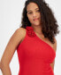 ფოტო #4 პროდუქტის Women's Rosette-Trim One-Shoulder Ribbed Dress