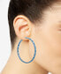 Blue-Tone Large Chain Link Hoop Earrings, 2.2"
