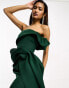 Фото #4 товара ASOS DESIGN one shoulder structured mini dress with train detail in forest green