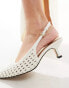 Фото #4 товара & Other Stories leather braided sling back pointed kitten heels in white