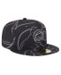 ფოტო #1 პროდუქტის Men's Black Chicago Cubs Logo Fracture 59FIFTY Fitted Hat