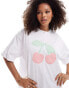 Фото #1 товара ASOS DESIGN regular fit t-shirt with gingham cherry graphic in white