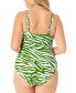 Фото #2 товара Anne Cole 281818 Plus Size V Wire One-Piece Green White 18W