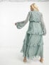 Фото #3 товара ASOS DESIGN Maternity soft midi dress with button front and trailing floral embellishment in sage