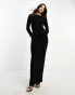 Фото #2 товара ASOS DESIGN tie front exaggerated drape maxi dress in black