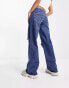 Hollister – Weite Vintage-Jeans in mittelblauer Waschung mit niedrigem Bund