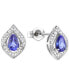 Tanzanite (3/4 ct. t.w.) & Lab-Grown White Sapphire (1/3 ct. t.w.) Pear Halo Stud Earrings in Sterling Silver