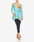 Фото #5 товара Women's Floral Printed Cold Shoulder Tunic Top
