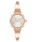 Women's Three Hand Quartz Rose Gold-tone Alloy with Crystal Accents Bangle Watch, 26mm