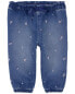 Фото #5 товара Baby Floral Print Knit-Like Denim Joggers 9M