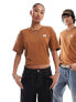 Фото #7 товара Lee unisex workwear label logo t-shirt relaxed fit in brown