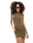 Фото #3 товара Pull&Bear polyamide sculpt backless mini dress in taupe brown