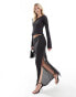 Vero Moda Tall textured jersey maxi skirt co-ord in asphalt grey